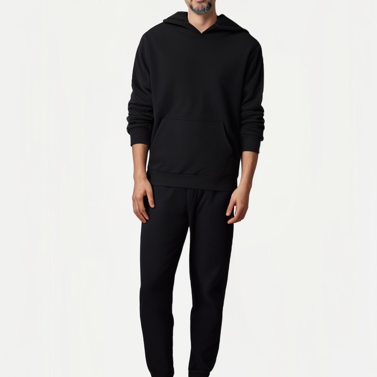 Street Fashion Sweatshirt Suit Pure Color Hooded Sweatshirt Men's Pullover Thickeneded American Hooded Sweatshirt Suit
