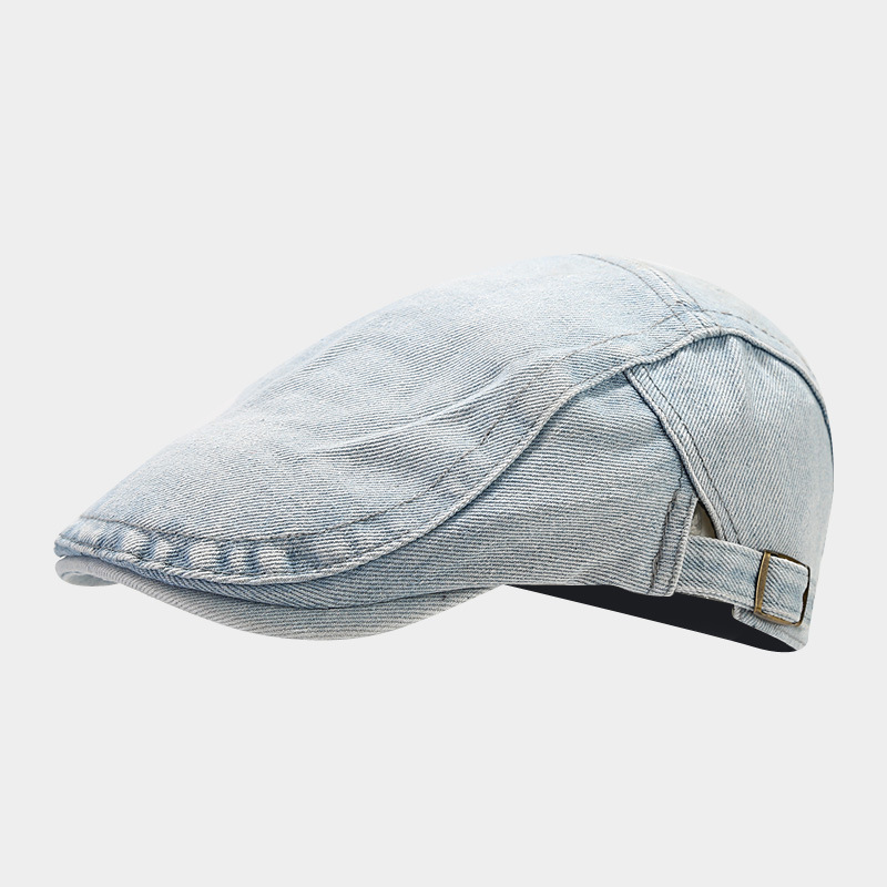Otoño nuevo Denim sombrero delantero moda retro boina de ala corta de Europa y América calle lavada casquillo enarbolado moda image 11