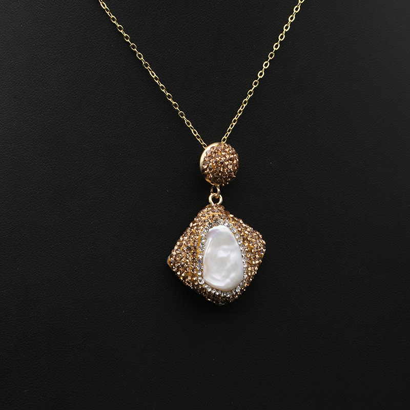 Collar de perlas naturales nicho alta sensación barroco de agua dulce llave mujer chapado a mano oro 18k joyas de color
