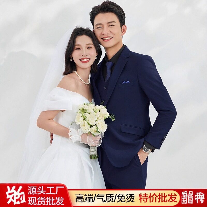 High-End Groom's Elastic Suit Suit Men's Business Professional Formal Wedding Dress British Style Slim Suit Jacket High-End Groom's Elastic Suit Suit Men's Business Professional Formal Wedding Dress British Style Slim Suit Jacket