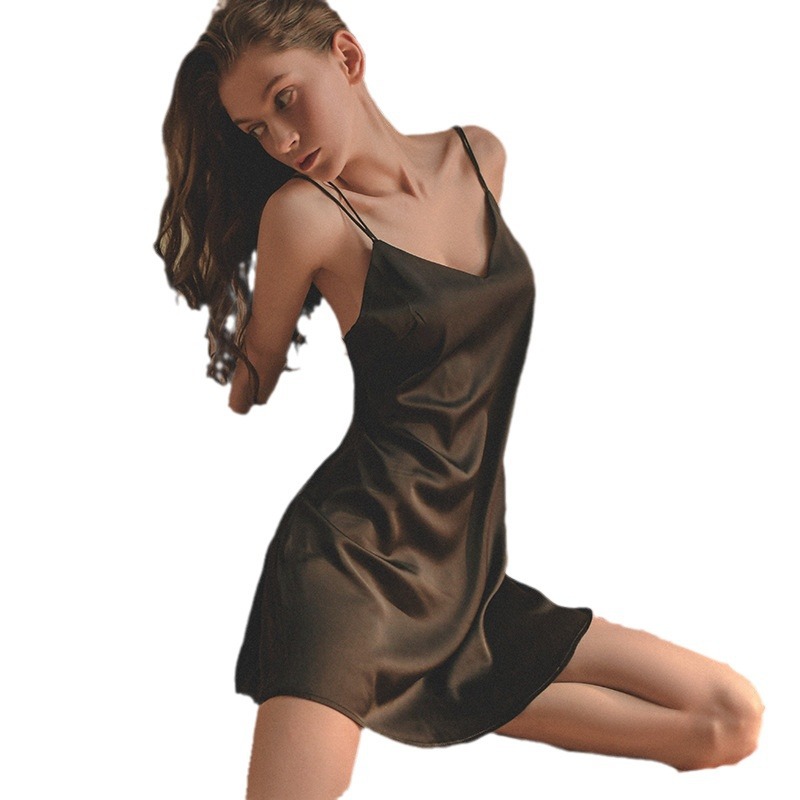 Mei Shilan verano seda de hielo camisón femenino tirantes delgados pijamas sexy calientes que se pueden usar en el hogar 129