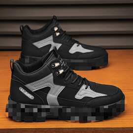 春秋2025工装运动潮鞋男鞋休闲百搭板鞋厚底雪地靴户外高帮马丁靴
