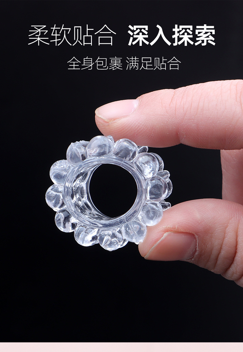 Double-Row Beaded Lock Ring Textured TPE Cock Ring for Men — detail image 3
