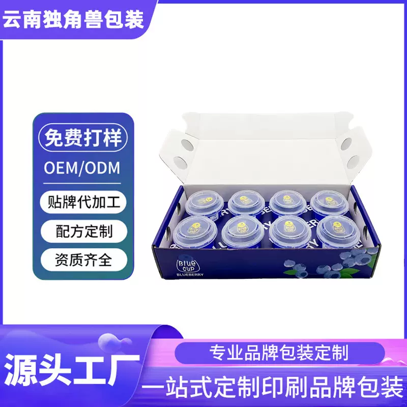 蓝莓塑料杯透明小懒杯透气底水果打包盒包装飞机盒套装厂家批发