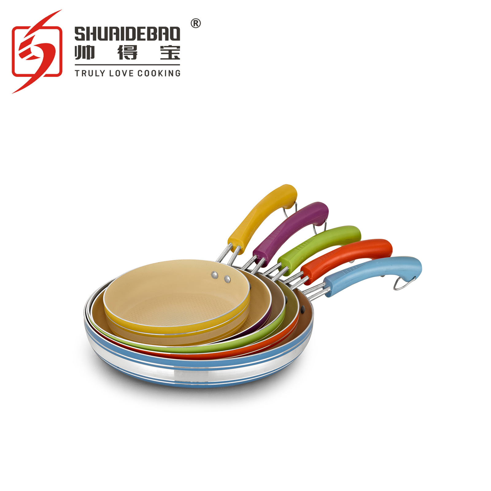 [20-28cm] Mini color sartén antiadherente anti-escaldado doble fondo sartén conjunto de cinco piezas sartén