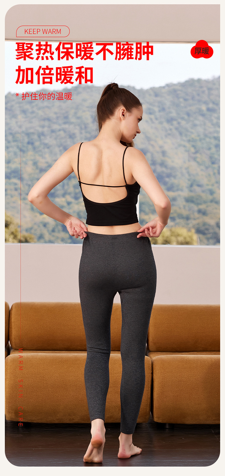 Quần cashmere nam cao cấp lưng cao giữ nhiệt mùa đông — người đàn ông màu xám đen chi tiết 8