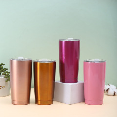 Manufacturer Direct Supply 304 Stainless Steel Insulated Cup with Transparent Lid, Direct Drinking Coffee Cup for Outdoors, Car Mount Portable Car Cup