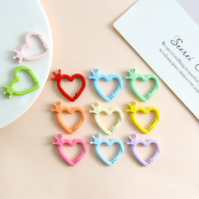 新款彩色烤漆爱心带皇冠弹簧扣饰品配件钥匙扣挂件锌合金材料批发