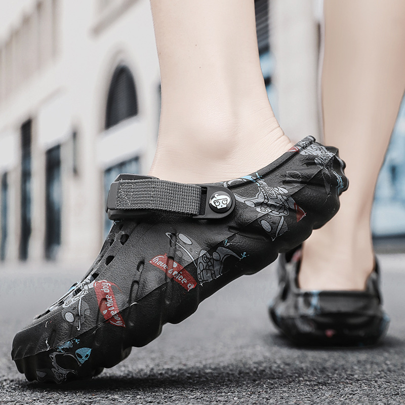 Comercio exterior tallas grandes zapatos con agujeros para hombres EVA caucho y plástico ropa exterior sandalias Baotou de moda conducción de verano dos zapatos de playa