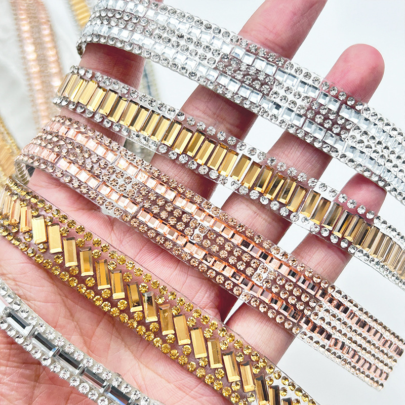 Transfronterizos 3 * 7mm vidrio de diamante adhesivo autoadhesivo parche de decoración automotriz diy accesorios de joyería de diamante