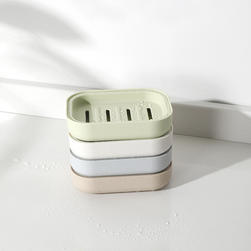 Soap Box Without Water Stagnation Double Drain Layer Household Hole-Free Soap Box Portable Travel Bathroom Storage Box