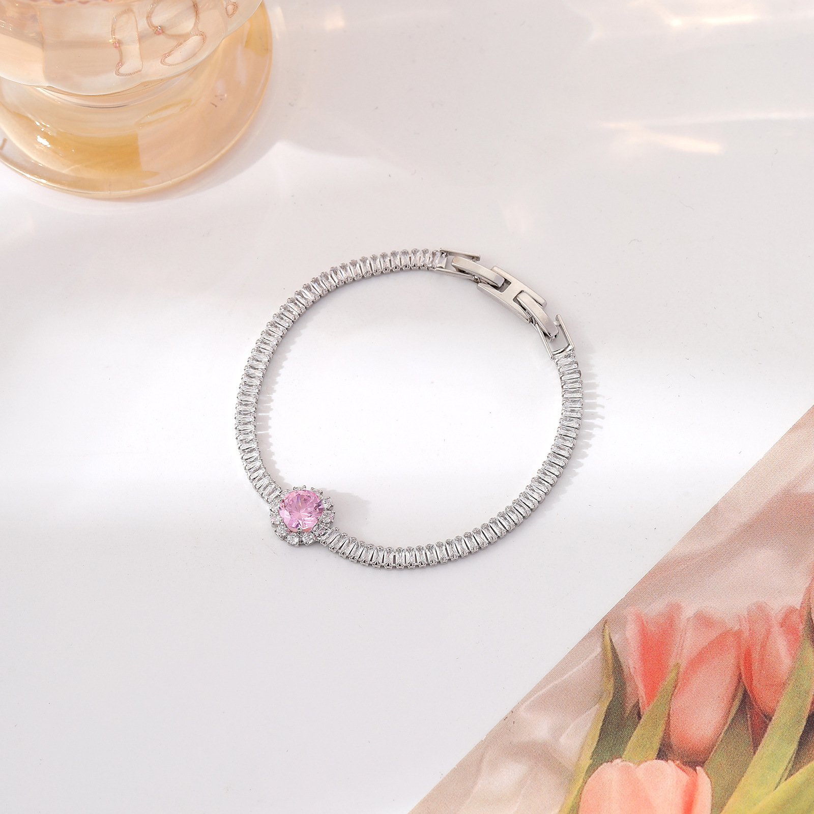 11g Weight Zircon Inlay Material Bracelets Classification Copper Chain Material 1 Piece Quantity Daily Occasion Copper Material Water Droplets, Heart Shape, Flower Pattern Women's Gender Inlay Design Shiny, IG Style Style Copper Inlay Water Droplets Heart Shape Flower Zircon Copper Bracelets 15