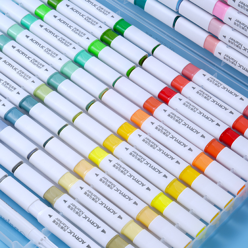 Bolígrafo de acrílico de doble cabeza lavable para estudiantes de arte pintando bolígrafo de graffiti opaco color plegable bolígrafo