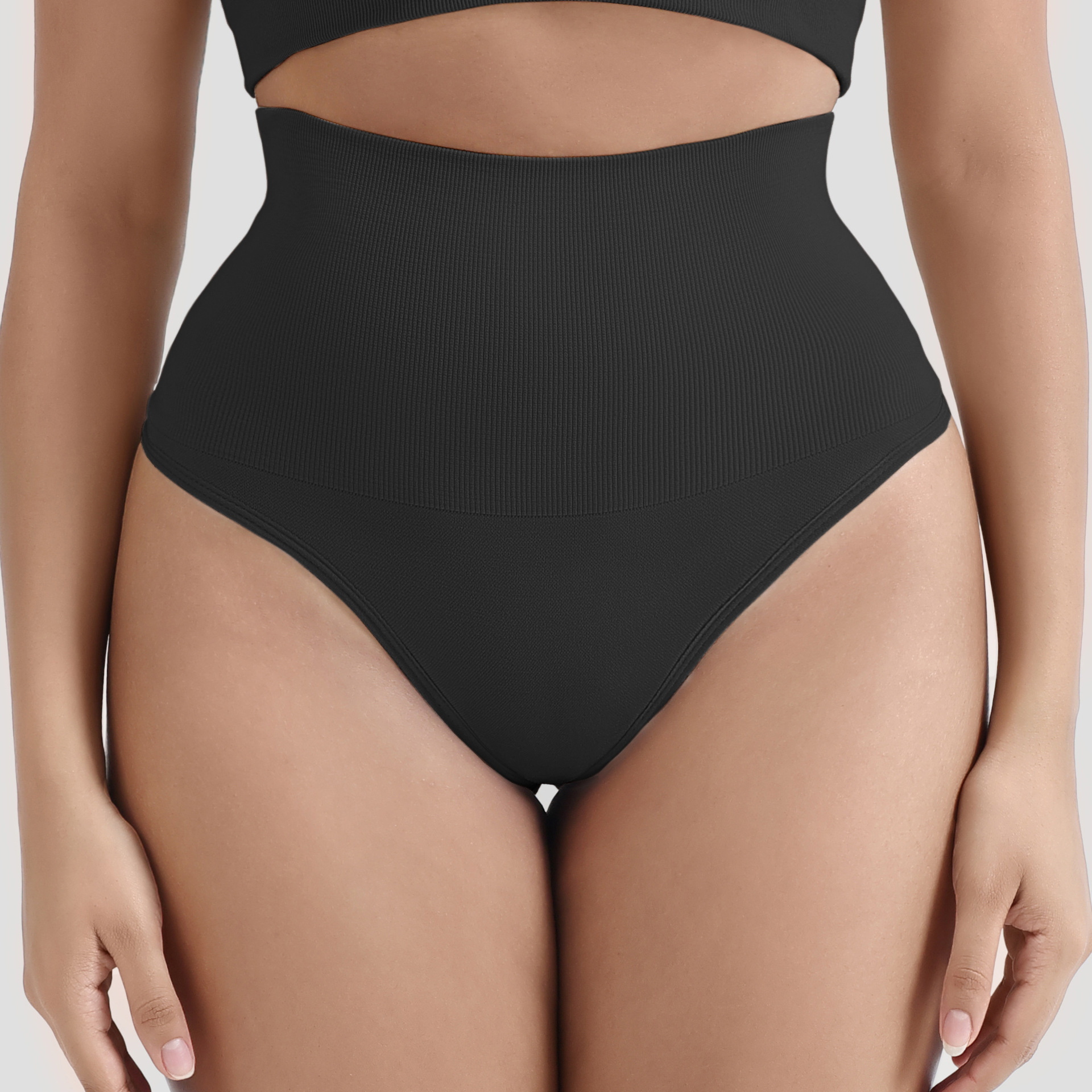 Hip Lifting, Belly Contracting Function Solid Color Hip Lifting Belly Contracting High Waist Thong Shaping Underwear