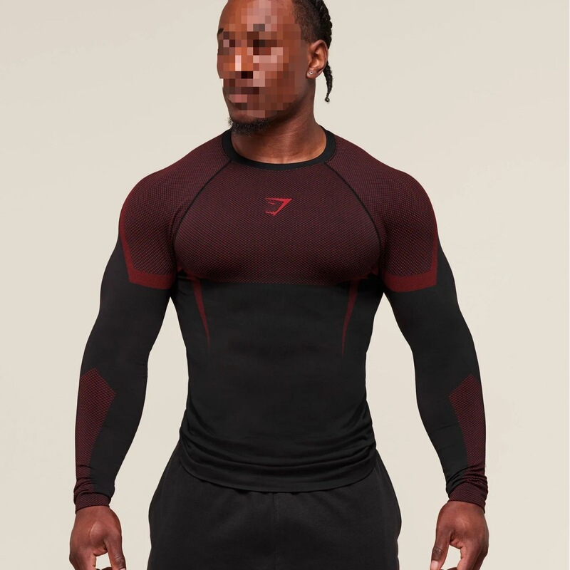 Gymshark Fitness Tops Men's Cross-Border Bodysuit Men's Running Training Long-Sleeved T-Shirt Muscle Shark