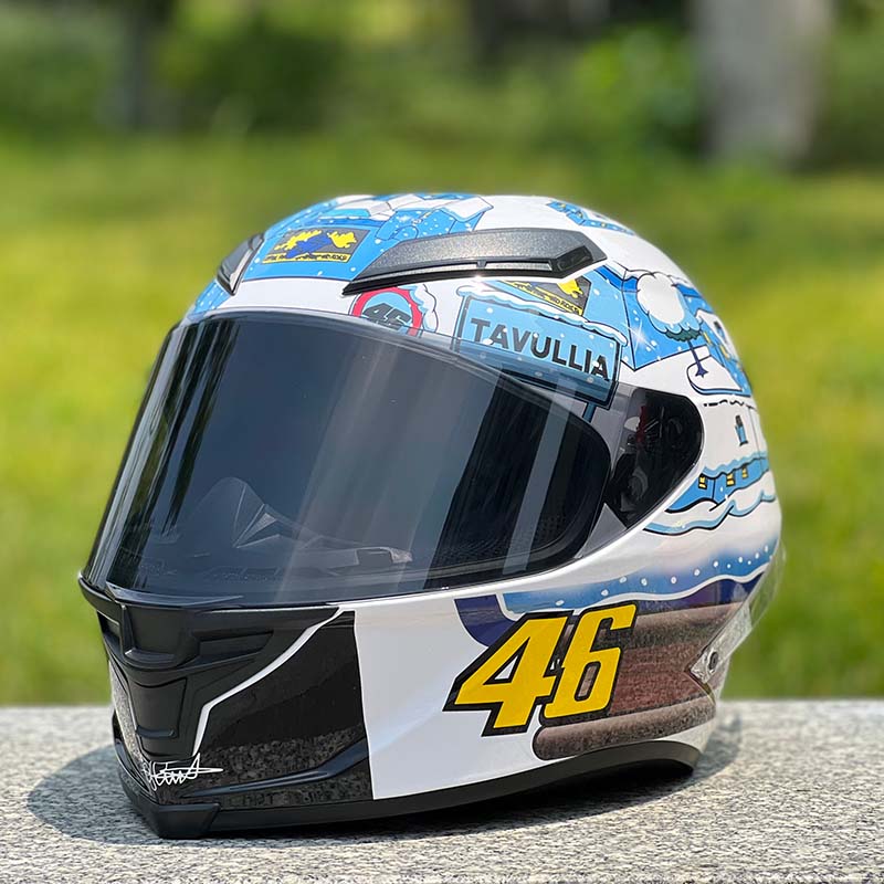 Motorcycle Helmet Personalized Snow House Style with Extended Spoiler