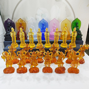 Coloured glaze pharmacist mandala complete set of ancient methods Coloured glaze medicine teacher Buddha seven Buddhas eight Bodhisattvas twelve medicine fork gods Buddha statues