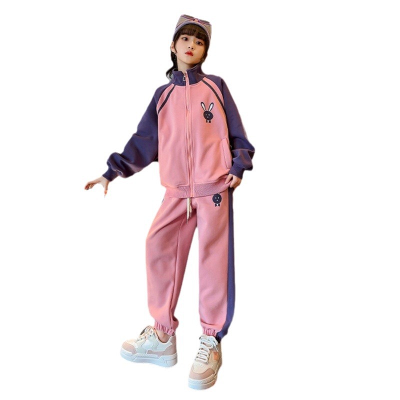 Children's clothing, girls' autumn outfit set, long sleeved zipper cardigan jacket, casual pants, children's sportswear_voghion.com