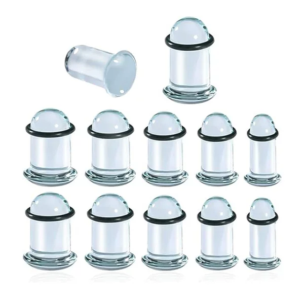 1 Pair of Cross-Border Ear Piercing Student Glass 1.6-16mm Transparent Sea Blue Fresh Auricle Wholesale Piercing Jewelry