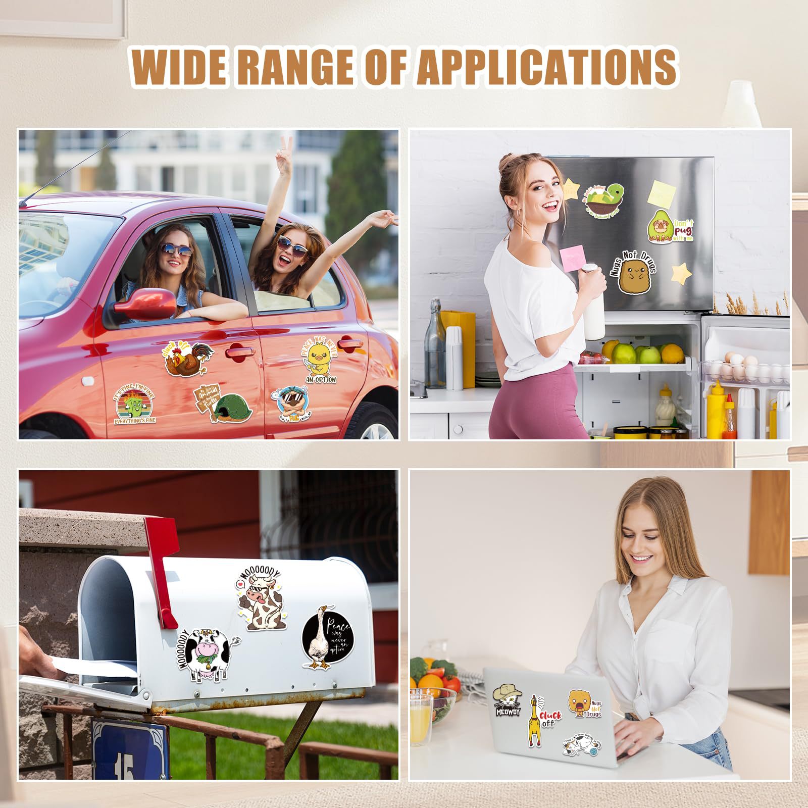 국경 새로운 재미있는 냉장고 스티커 귀여운 동물 로고 언어 홈 오피스 컴퓨터 홈 장식