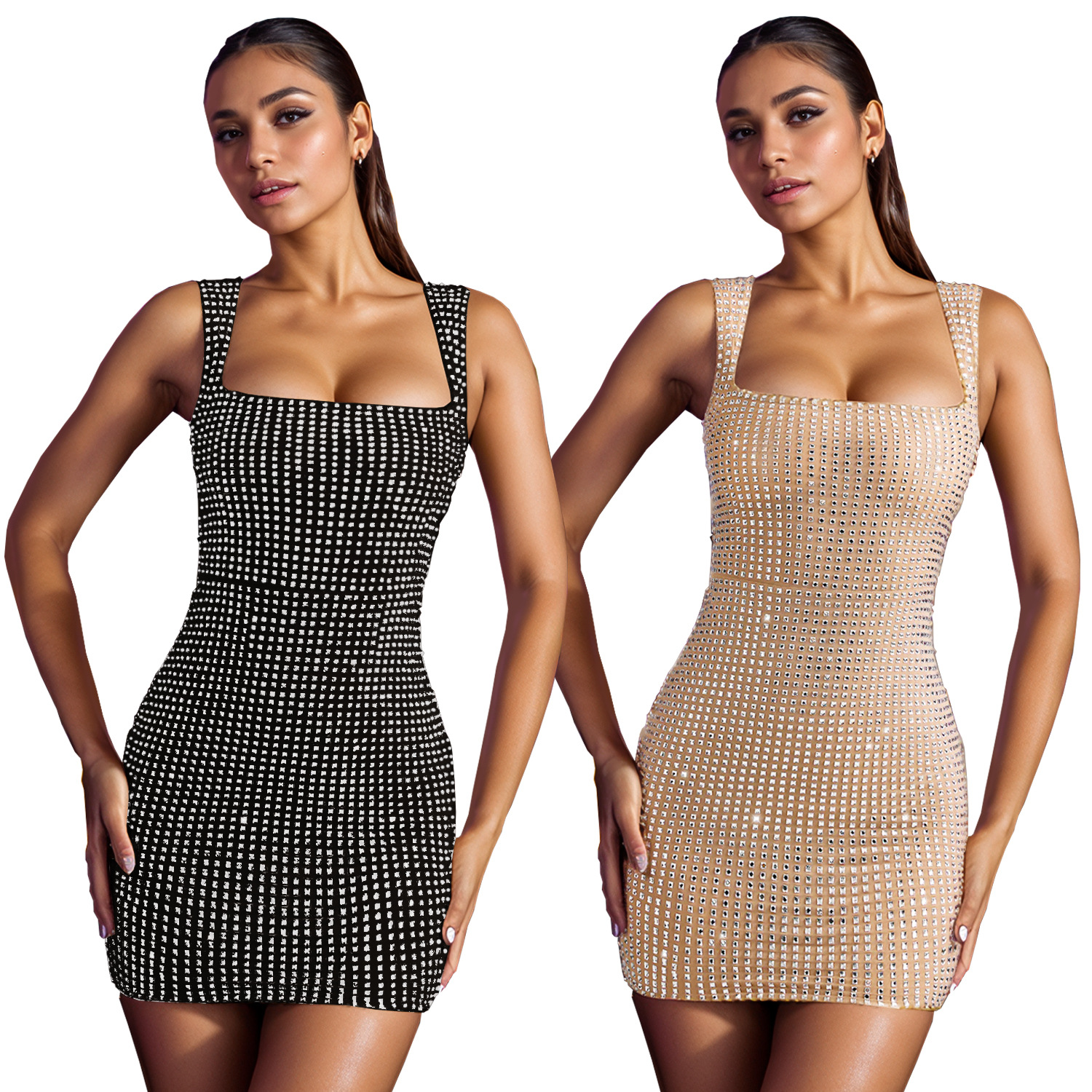 C7109 Aliexpress transfronterizo Amazon Europa y América de moda de mujer perforación caliente cabdajo sexy vestido de fiesta delgado