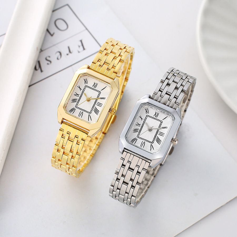 2025 Foreign Trade New Accessible Luxury Steel Band Women's Watch Fashion Preppy Style Roman Scale Dial Quartz Watch