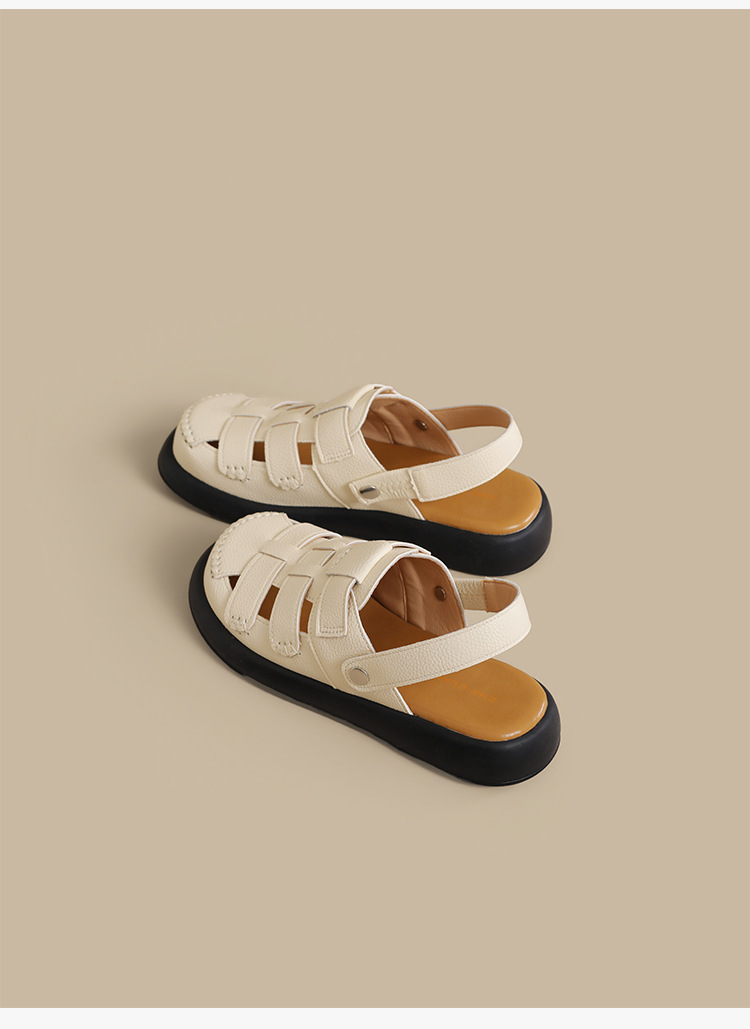 Sandal nữ quai chữ V đế tăng chiều cao, lưới thoáng khí, có thể điều chỉnh hai kiểu — AB221 mét đen chi tiết 22