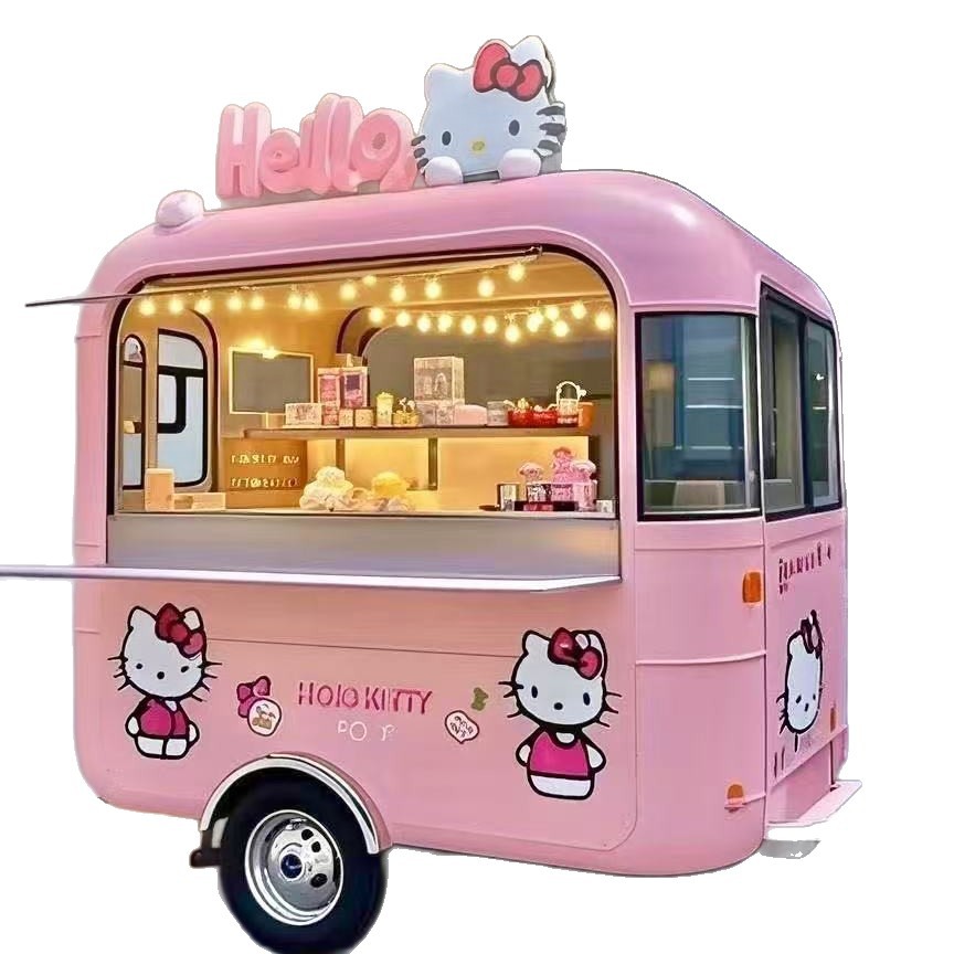 Commercial móvil multifuncional en línea popular coche de comedor barbacoa leche té mercado nocturno puesto de ala de gaviota puerta de snack móvil quiosque