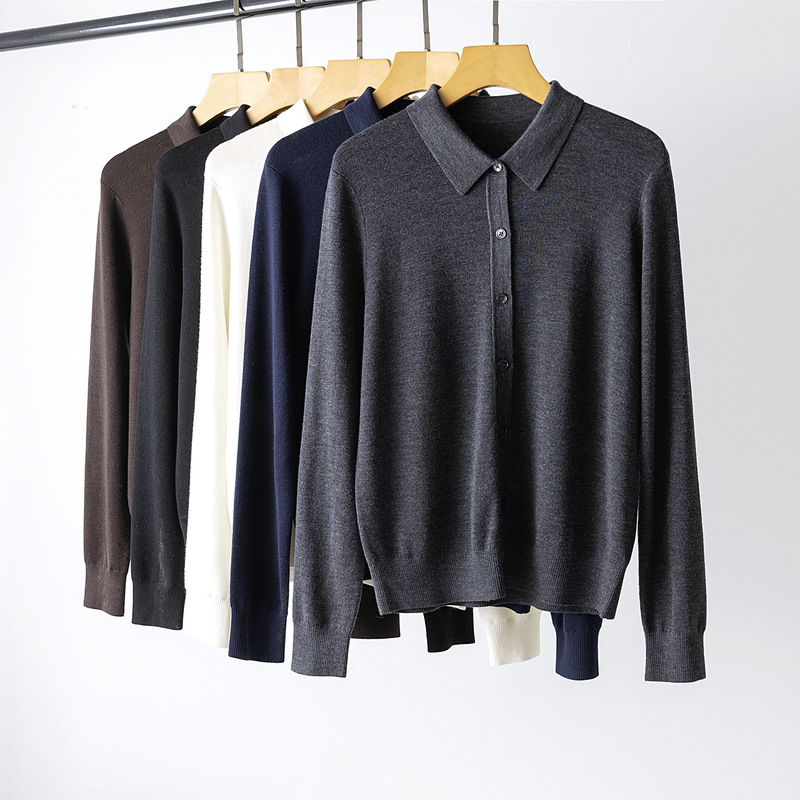 Puyuan Factory Store Premium Replica Yangzi Yarn Women's Polo Collar Knit Sweater Cardigan Coat 100% Pure Wool Puyuan Factory Store Premium Replica Yangzi Yarn Women's Polo Collar Knit Sweater Cardigan Coat 100% Pure Wool