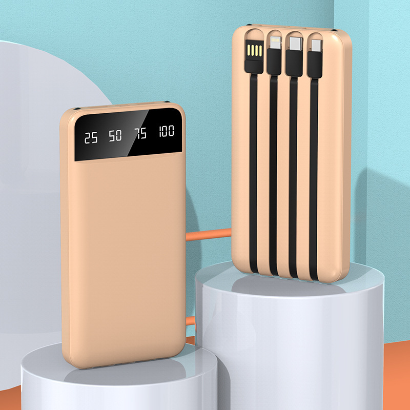 fuente de alimentación móvil de gran capacidad 2.1A carga rápida carga de carga de 20000 mAh con cable rápido enriquecimiento estándar multipuerto U