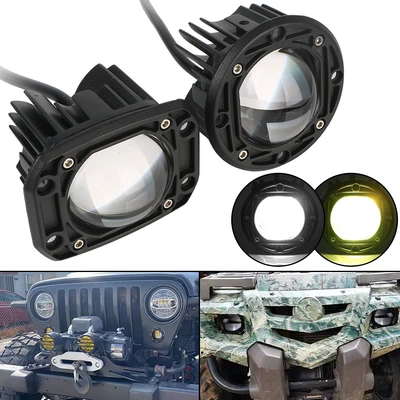 30W Yellow and White Light Led Car Spotlight 3-Inch 8D Two-Color Front Bumper Fog Light Truck Pickup Suv Modified Work Light (İşçi projektorları) - a-square-one-white-yellow