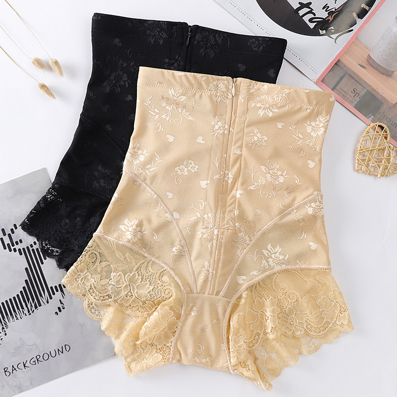 Pantalón Moldeador de Encaje con Cierre de Cintura Alta de Nylon, Proteja la Cintura, Levante las Caderas para Postparto