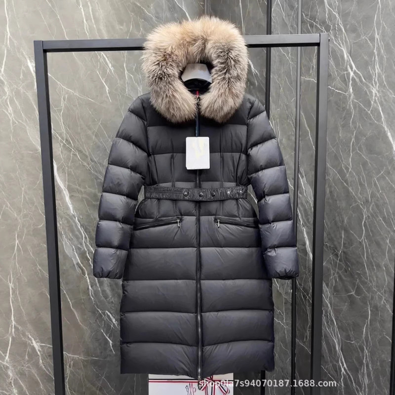 2025 New Style Women's Mid-Length down Jacket, Matte Finish, Elegant Korean Style, Waist-Cinching, Hooded, Large Fur Collar, Warm Coat 2025 New Style Women's Mid-Length down Jacket, Matte Finish, Elegant Korean Style, Waist-Cinching, Hooded, Large Fur Collar, Warm Coat