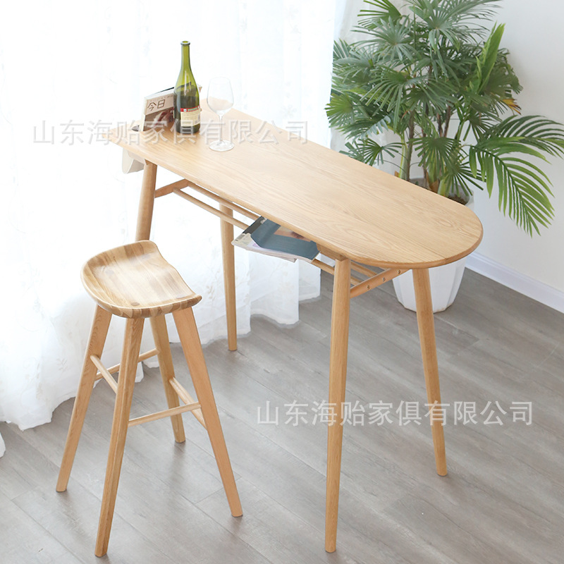 Nordic Simple Solid Wood Bar Table Modern Living Room Home Partition Bar Table High Dining Table Small Apartment Long Bar Table