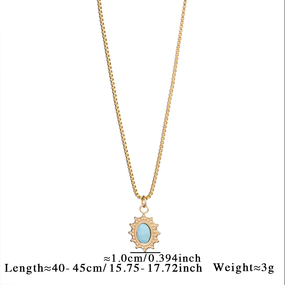 6g Weight Titanium Steel Pendant Material Natural Stone Inlay Material Pendant Necklace Classification Titanium Steel Chain Material cable chain, box chain Chain Type 1 Piece Quantity Casual, Shopping Occasion Titanium Steel Material Geometric, Oval, Heart Shape Pattern Women's Gender Plating Design Vintage Style, Classic Style Style Wholesale Jewelry Vintage Style Classic Style Geometric Oval Heart Shape Titanium Steel Natural Stone Plating Pendant Necklace 21