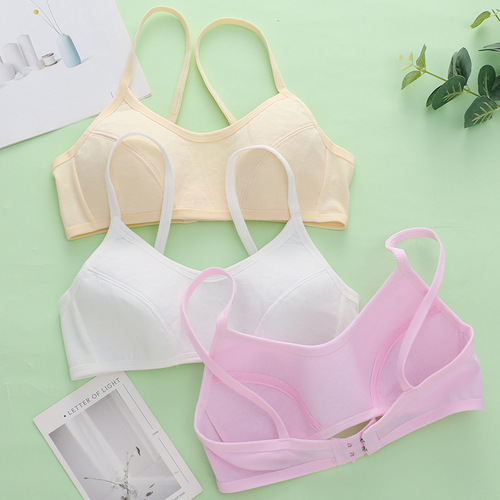 Underwear for female students in developmental period, junior high school students, pure cotton suspenders, breathable, wire-free, comfortable and anti-bump bra