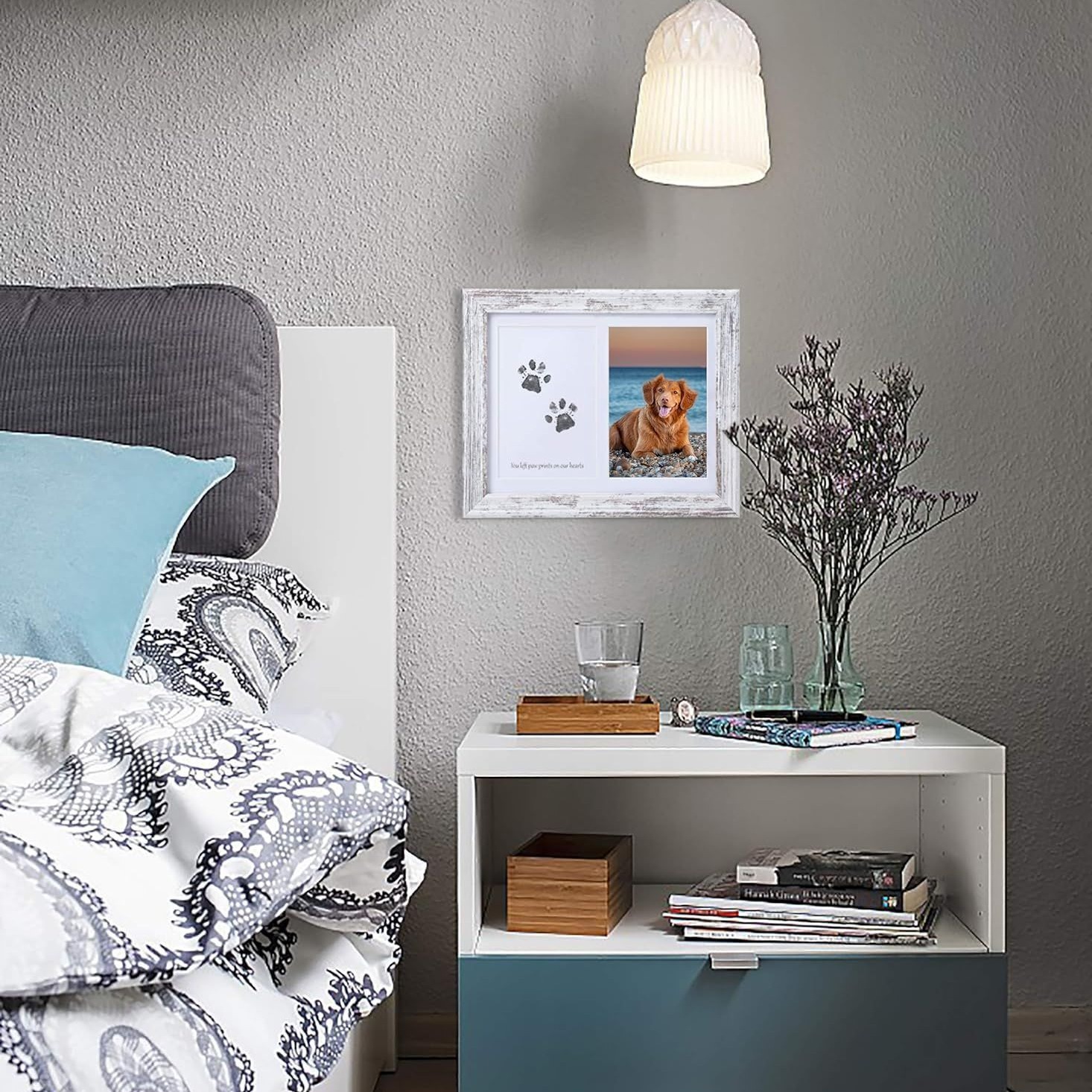 Mascotas huellas recuerdo foto marco gato pata impresión pie inkpad DIY perro Palma impresión foto marco decoración colgante