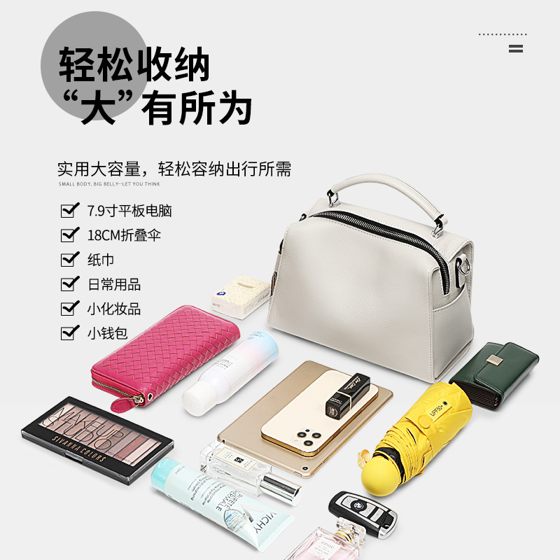 Bolso de mujer 2024 nueva moda de cuero de gran capacidad 100 bolsos de hombro pequeños bolsos de cuero de vaca de mujer bolso casual