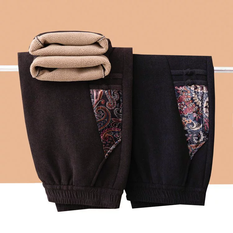 Мама осенью и зимой бархатные толстые повседневные брюки среднего и пожилого возраста женские брюки с высокой талией бабушкины прямые брюки эластические брюки