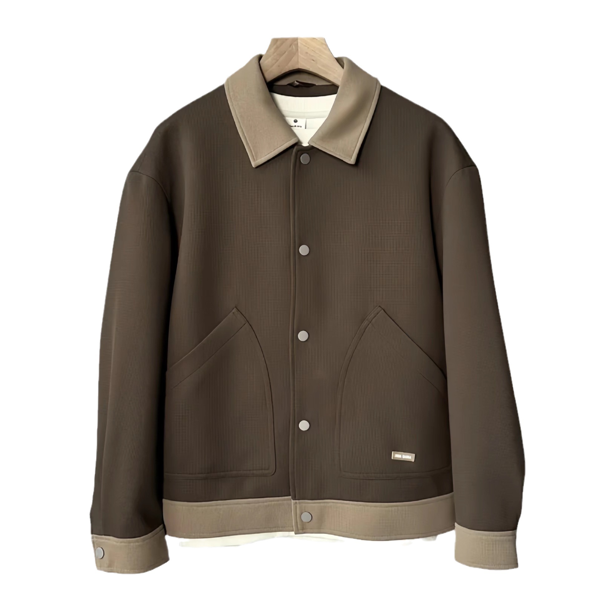 Primavera y otoño nuevos hombres chaqueta contraste color costura diseño simple casual Top Suelta todo-juego capa Hua