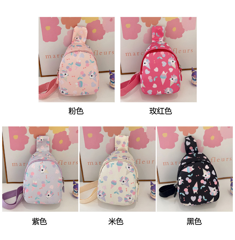 Spring new cute and versatile kindergarten bags, trendy, casual and fashionable cartoon children's chest bag and crossbody bag Specification drawing