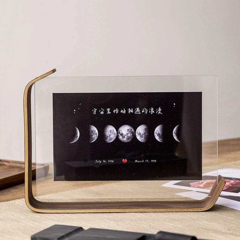 Двусторонняя акриловая фоторамка с натуральным деревом, DIY, несколько размеров (6", 7", 14×21 см)