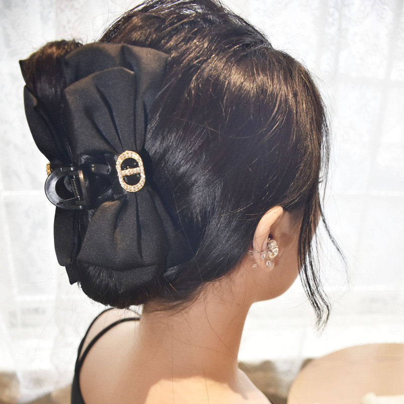 ハイエンドのパールリボングリッパー、女性用の大きなヘアピン、後頭部のヘアピン、エレガントなサメクリップ|undefined