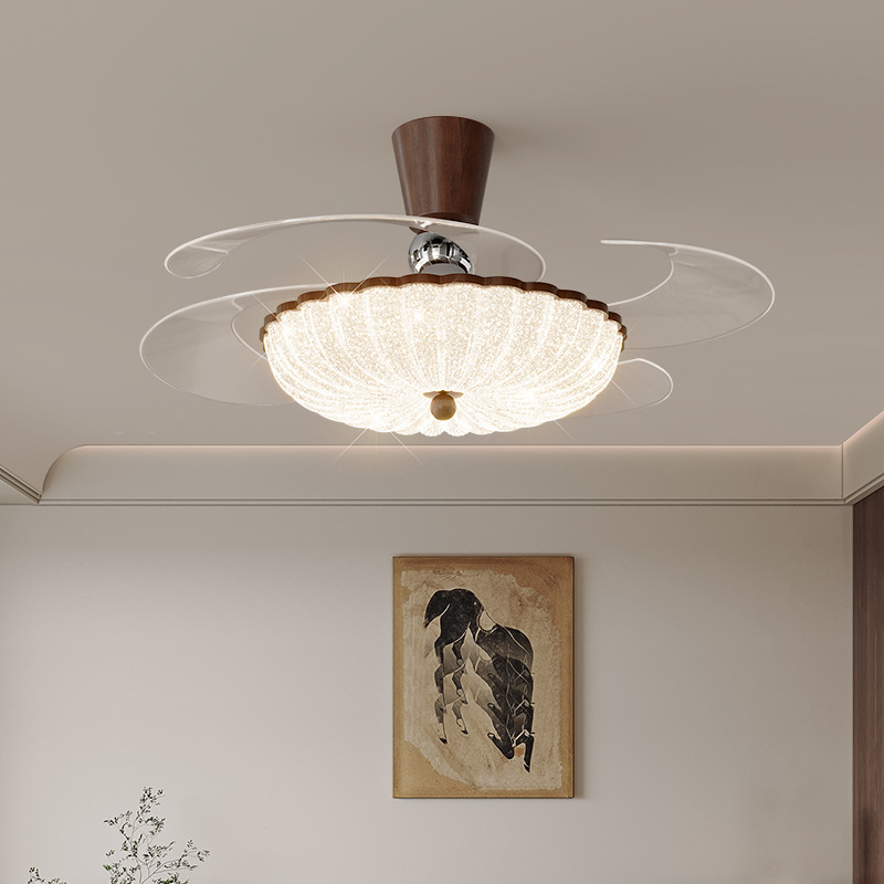 French Retro Invisible Fan Lamp Ceiling Fan Lamp Antique Style Bedroom Fan Lamp Restaurant Integrated Fan Lamp