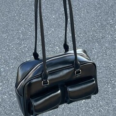 韩国晕针许允真油蜡皮保龄球包多口袋腋下包通勤手提单肩包包