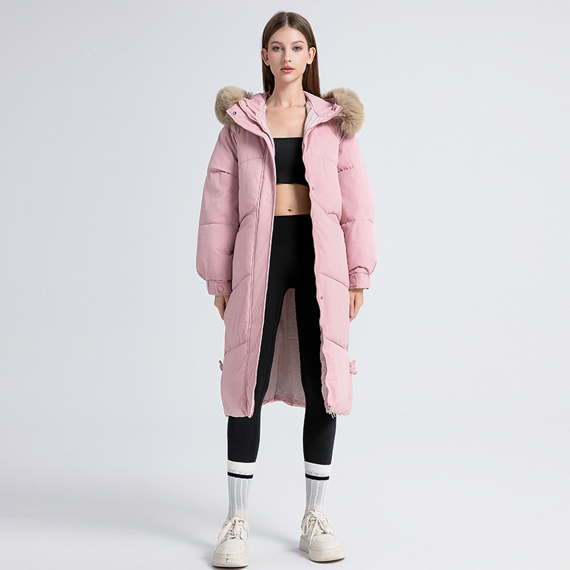 Parka oversized de damă cu glugă din blană artificială și șnur_voghion.com