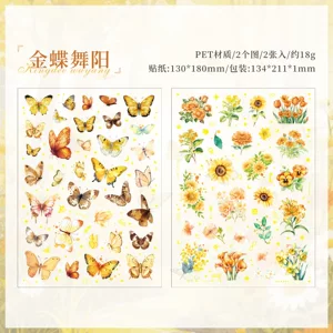 跨境专供花间蝶语复古蝴蝶创意贴纸 儿童手账素材diy贴画厂家批发