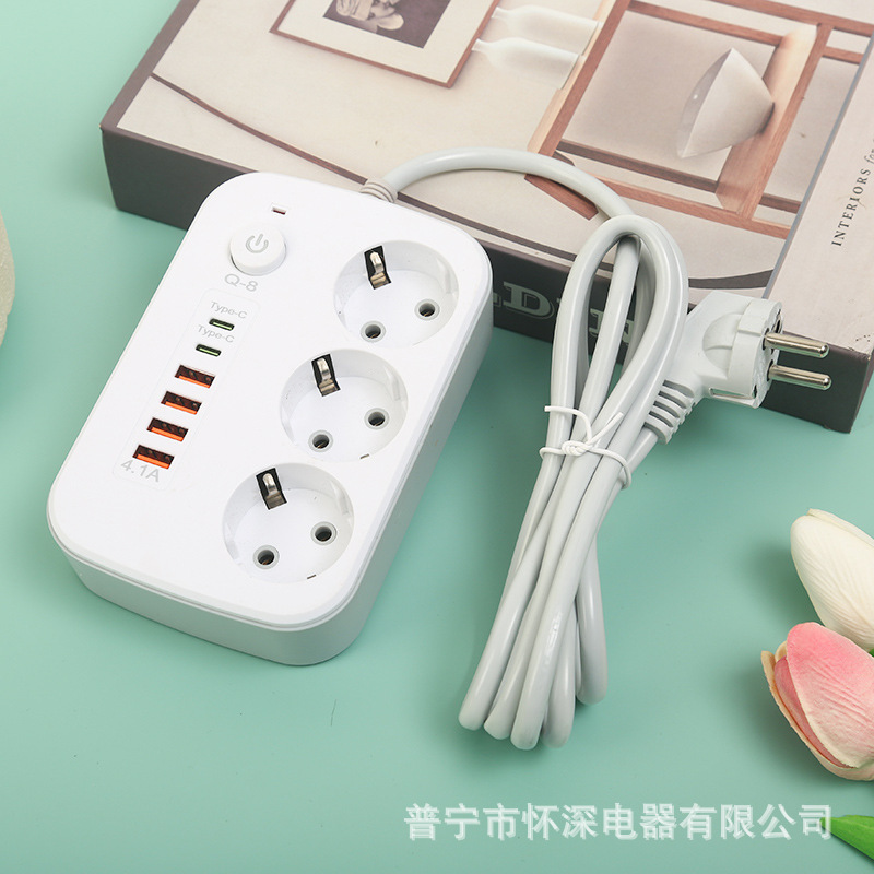 4USB + 2C puerto multifuncional enchufe de cargador enchufe de línea de agujero europeo estándar europeo oficina en el hogar ruso europeo