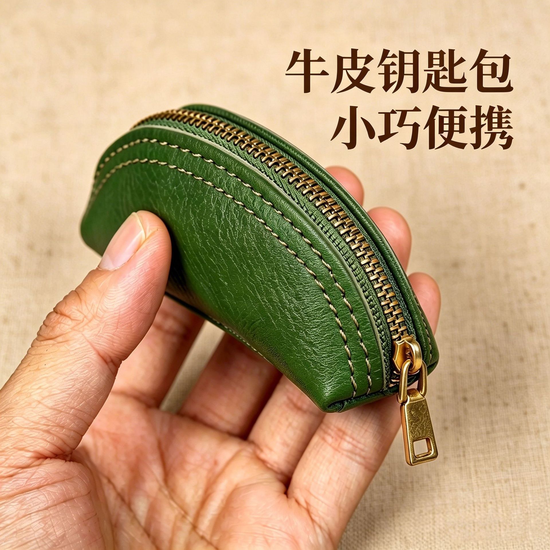 头层牛皮植鞣皮口红包绳挂收纳硬币钥匙挂脖包迷你真皮零钱包女