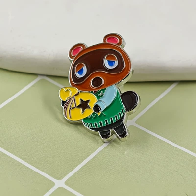 Cute Raccoon Game Character Lapel Enamel Brooch Animal Crossing Collection Badge Game Enthusiast Backpack Accessory